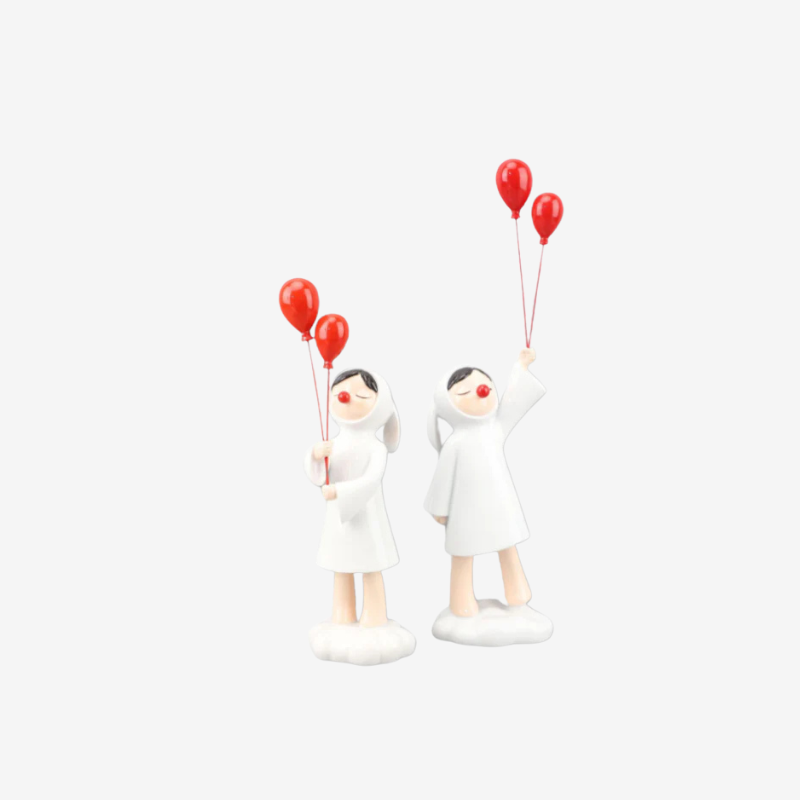 MonsterArt White Girl Balloon Statue Resin Figurine Hold Balloon